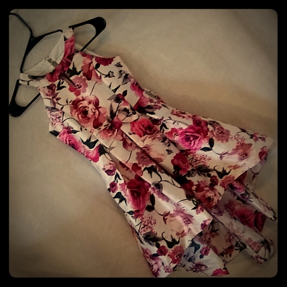 Like New Long Beige with Pink and Olive Floral Pi